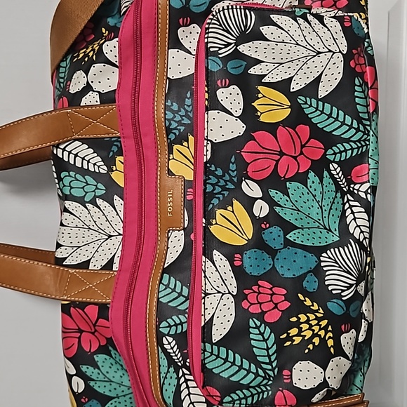 Fossil Eliza Weekender overnight travel bag / duffle  multicolored succulents - Picture 3 of 14